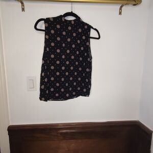 Black Sleeveless Top with Floral Pattern